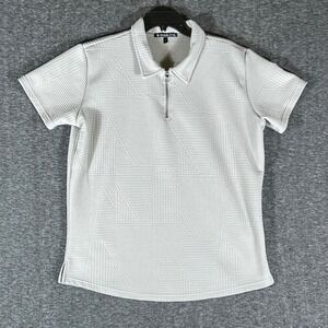 GYMELETE Mens Geometric Print Short‎ Sleeve Zipper Polo Shirt Size L